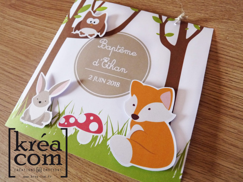 faire part foret renard bapteme ethan