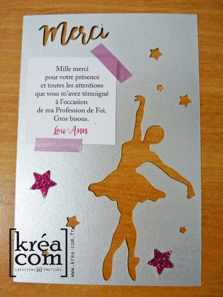 carte remerciement danse classique communion