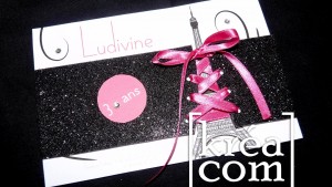 Faire part anniversaire Paris chic noir fuchsia