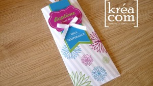 faire-part bapteme fuchsia turquoise vert anis rosaces