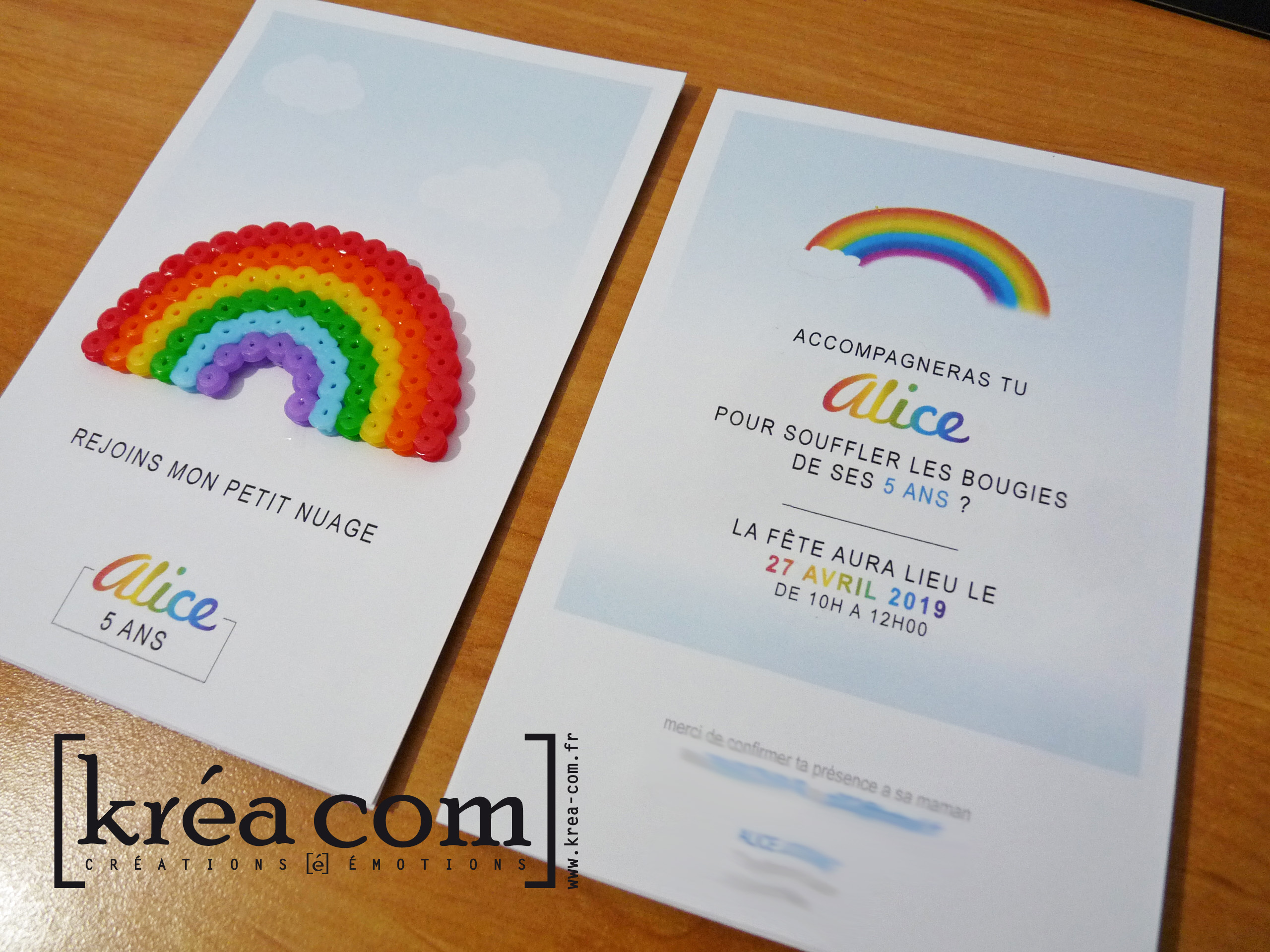 Carte Anniversaire Arc En Ciel 5 Ans Perles A Repasser Hama Krea Com