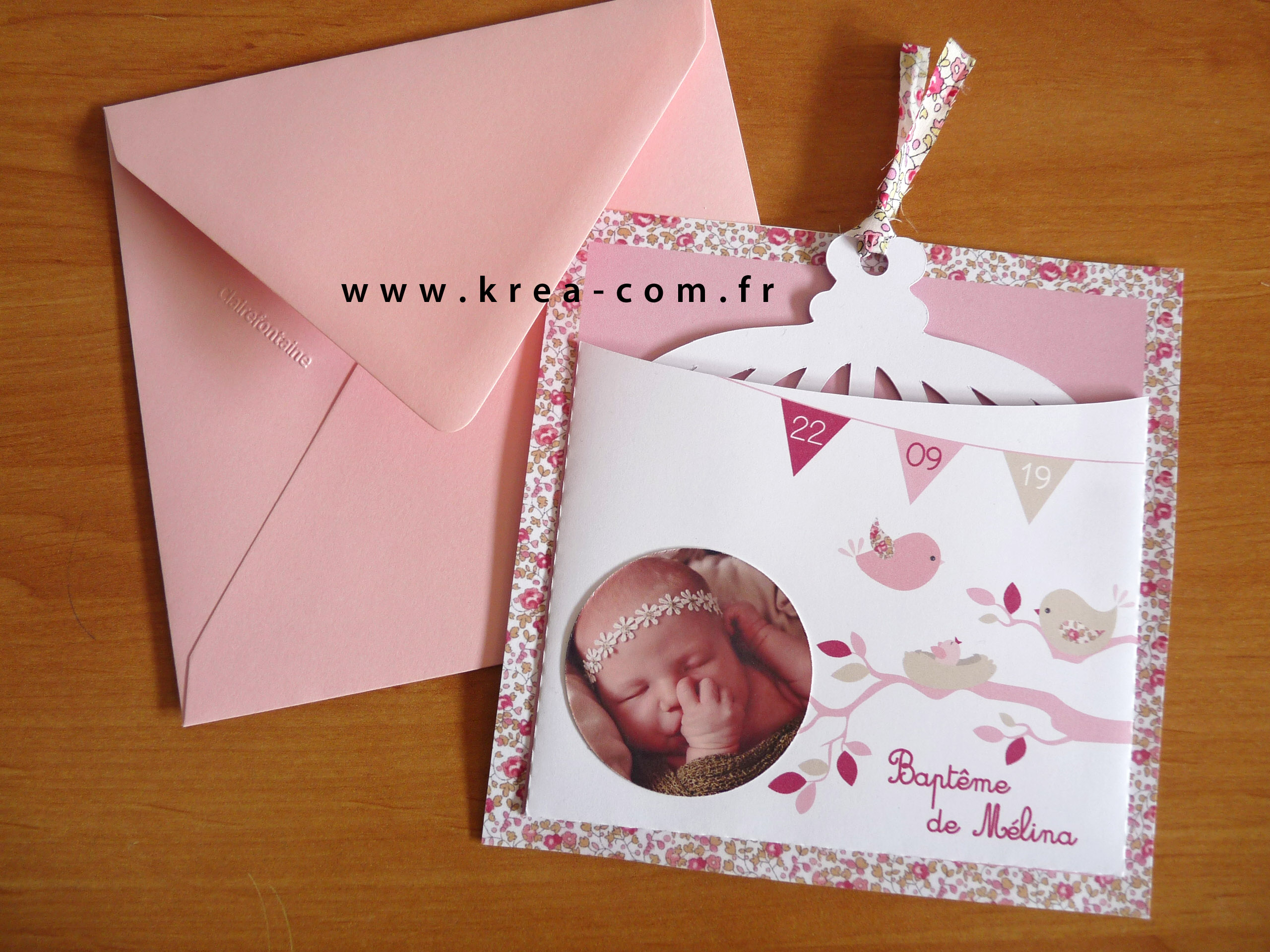faire part bapteme oiseau nid melina