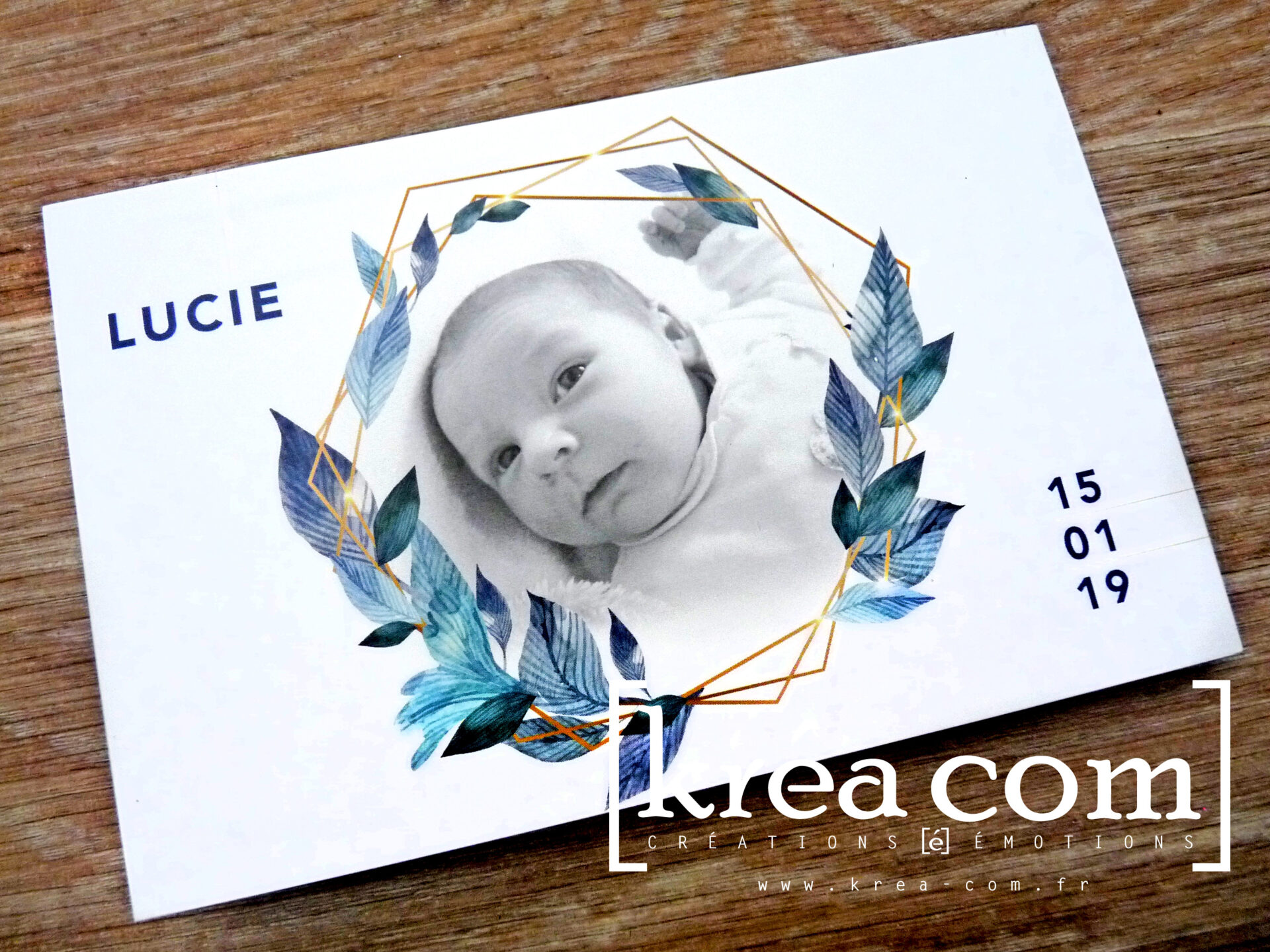 faire-part lucie bulbes or bleu