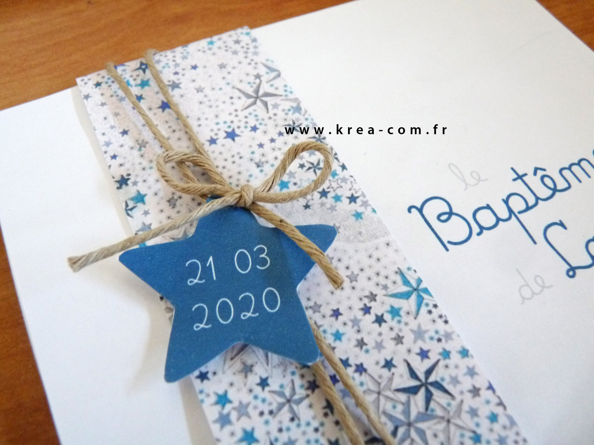 détail étoile faire-part liberty bleu louis