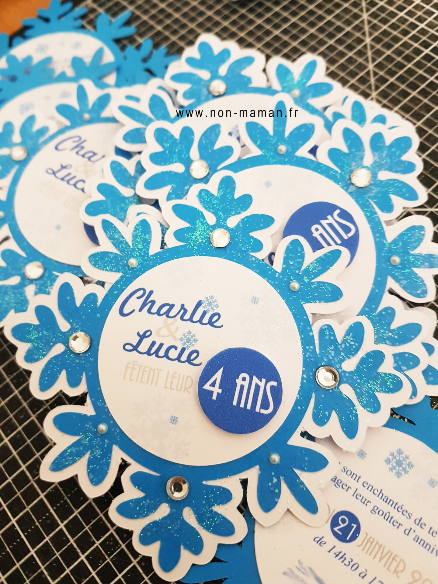 faire-part invitation anniversaire reine des neiges flocon
